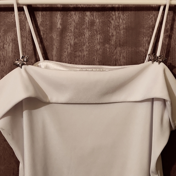 Y2K DIVINE Fitted Tank w/ Silver metal Butterflies on straps - Picture 2 of 9